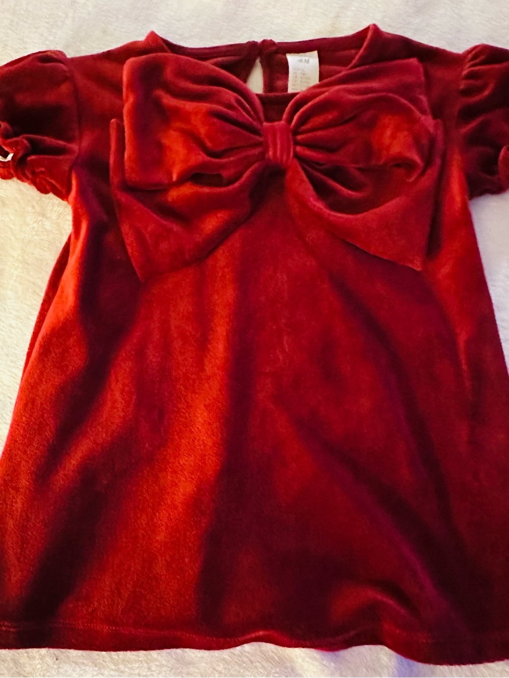 H&M Red Velvet Dress with Bow Accent